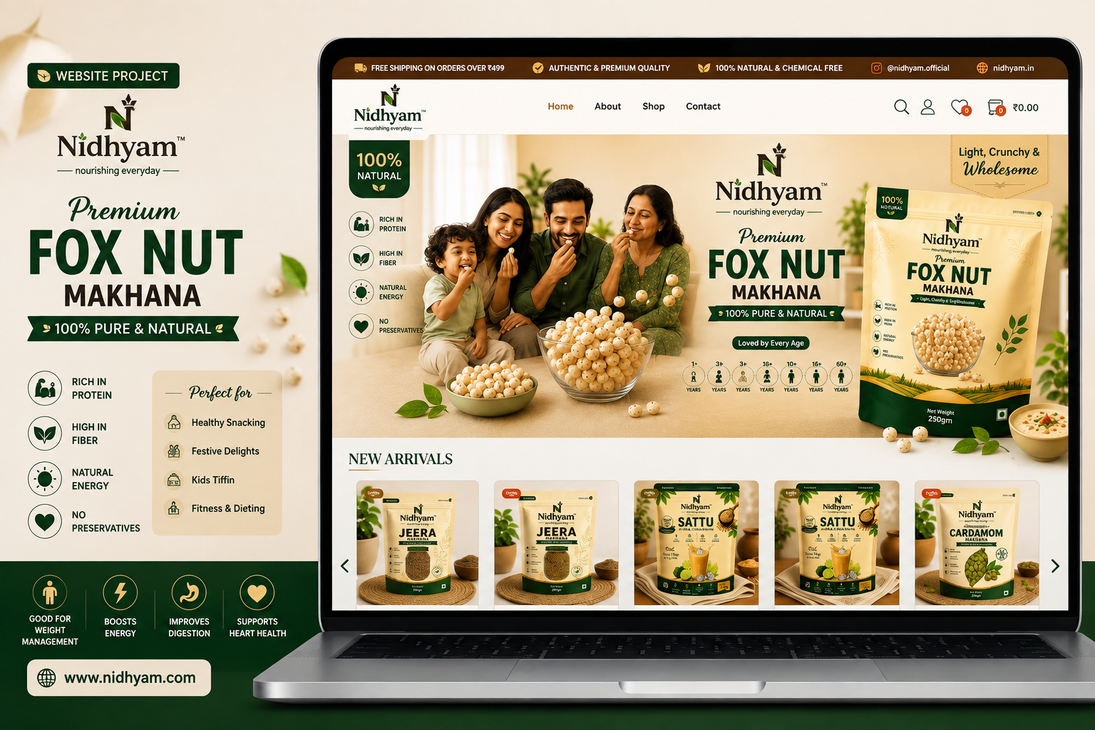 Nidhyam Grains and Spices Website