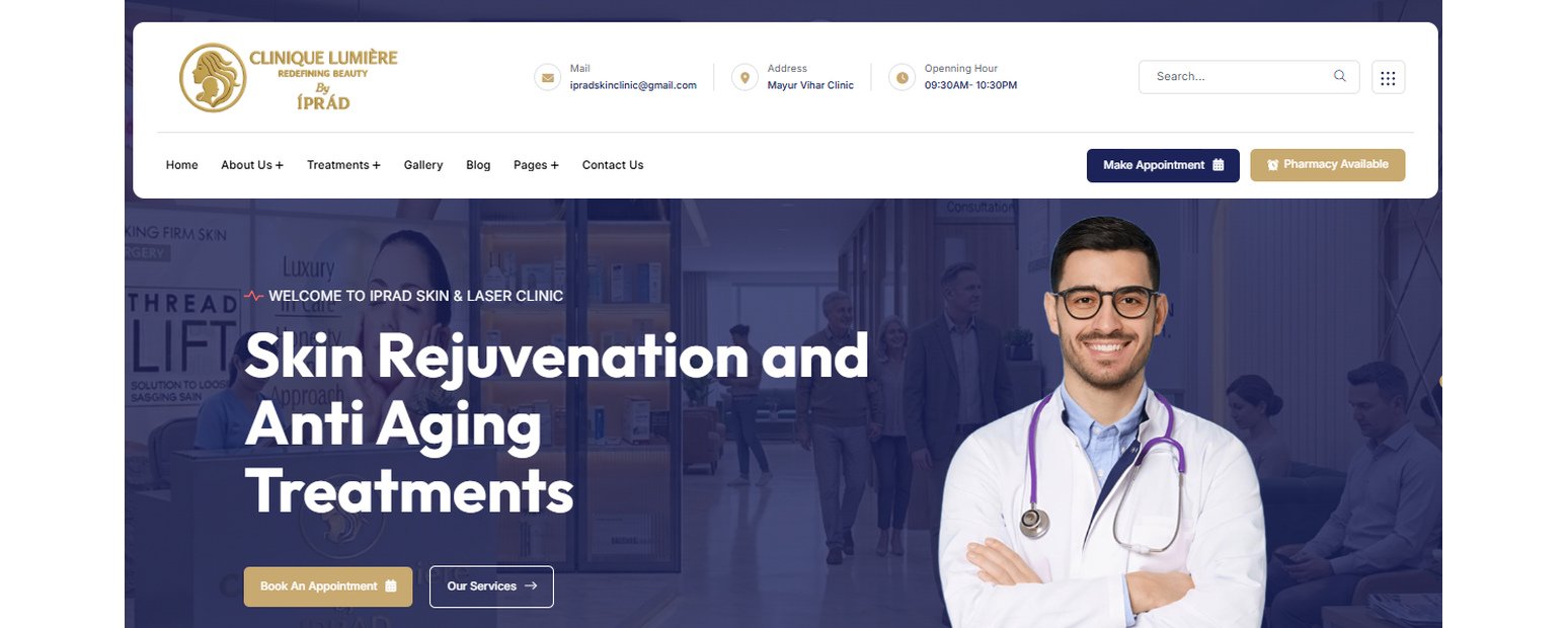 IPRAD Skin and Laser Clinic Website